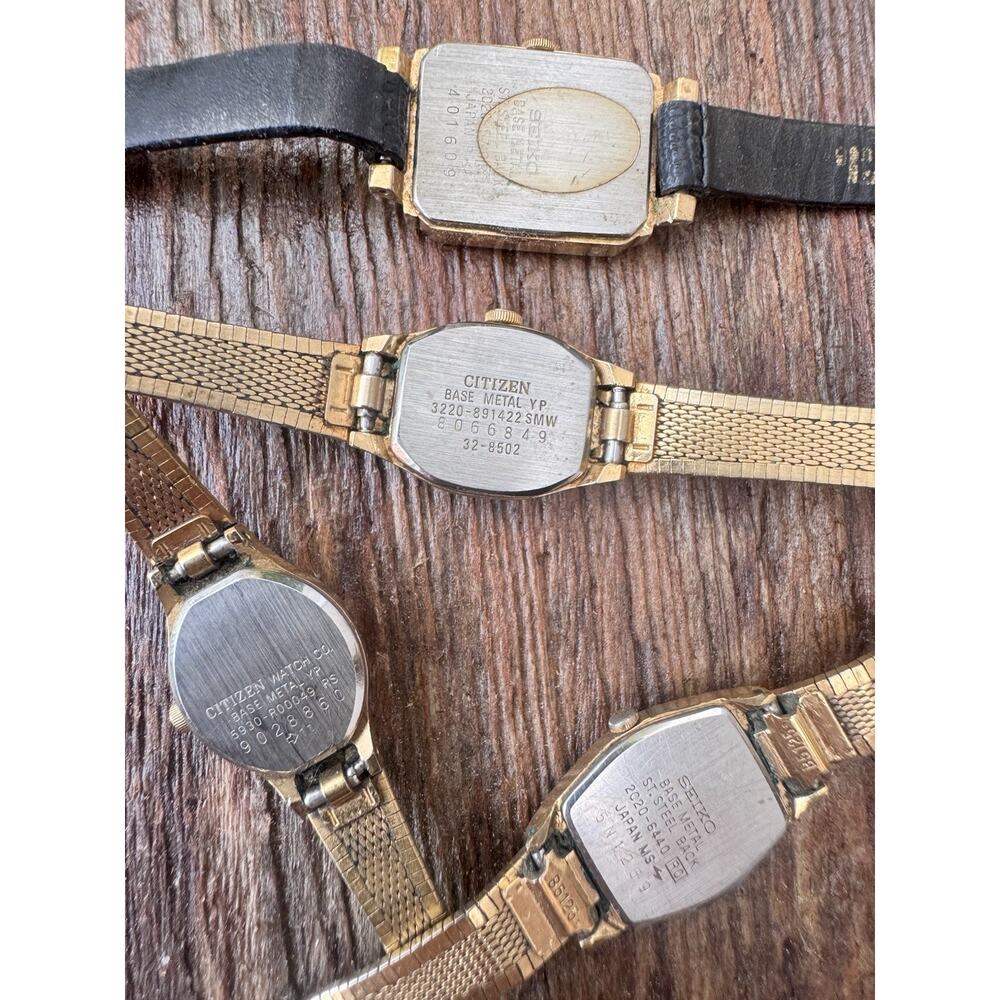 Vintage Seiko Citizen Timex Watch Lot Gold Tone Quartz Parts/Repair 1 Working - Picture 5 of 16